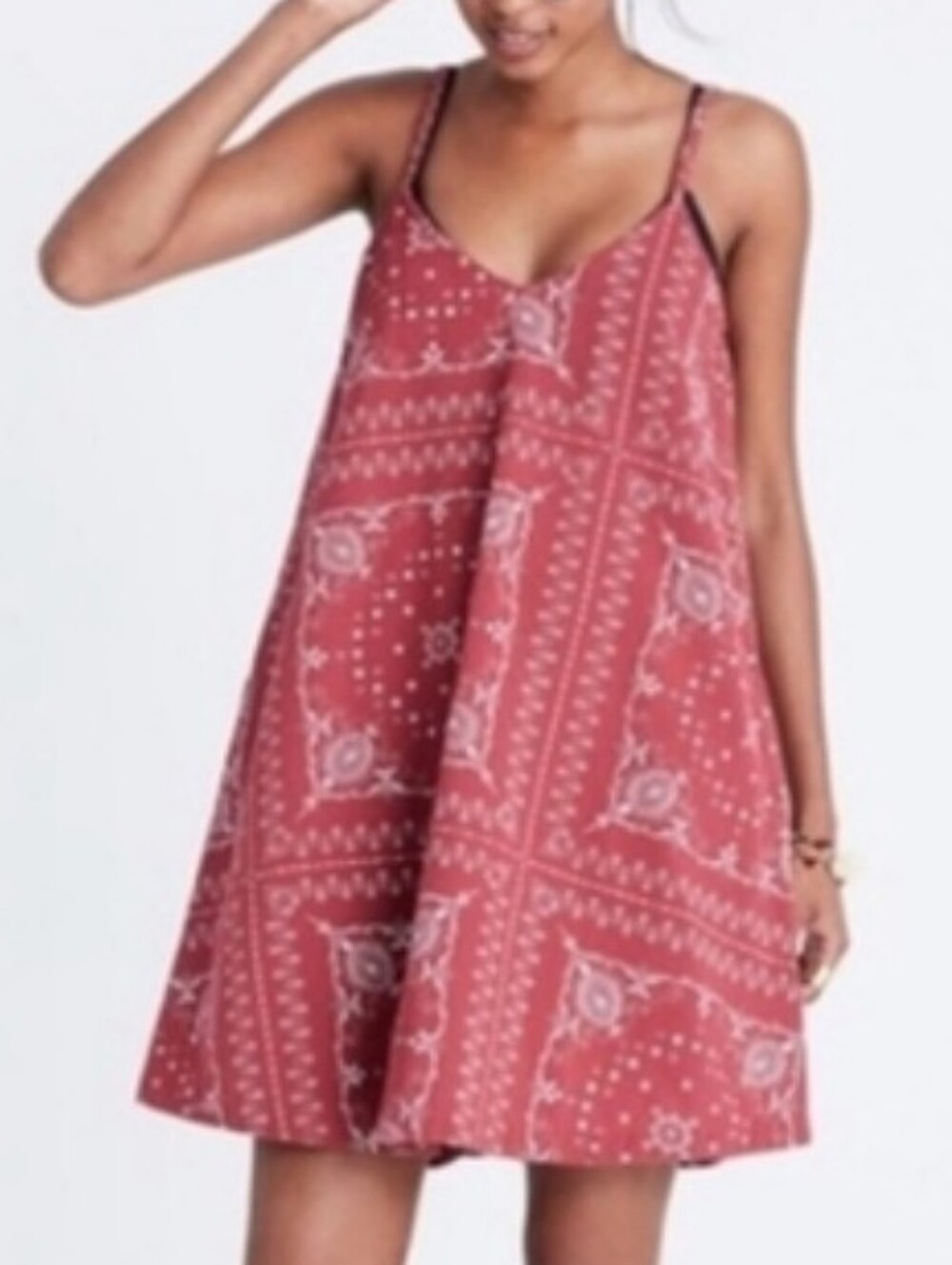 Madewell Shaka Cover-Up Mini Dress Red Bandana Sz L